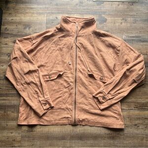 Heyson Women's Orange Linen Blend Full Zip Utility Jacket Sz 3XL